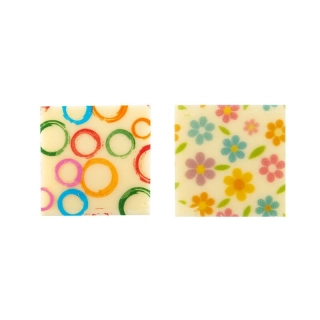 24693 - Štvorec farebné kruhy a kvety 3x3cm 220ks